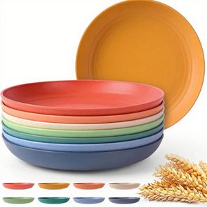 Eco Friendly Reusable Dinnerware Plate Kids Safe Lightweight Dishwasher Safe for Home Camping Picnic Plate - Product Image 1