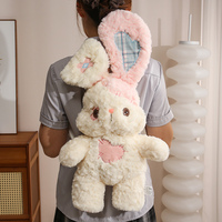 Sac à dos en peluche super doux en forme de lapin avec motifs brodés, personnalisable, rembourré en coton PP, idéal comme cadeau d'anniversaire