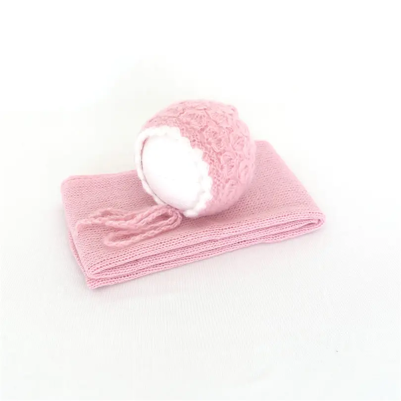 Newborn Knit Wrap Baby Girl Outfit Colored New新生児Hat Baby Photography Wrap Mohair Stretch Knit Wrap Baby Infant Cap Layer