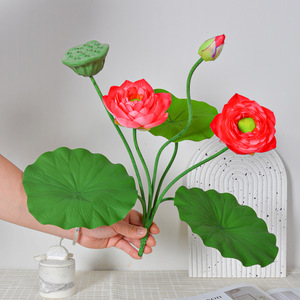 Bouquet de lotus artificiel en soie, décoration réaliste pour salon et mariage - Product Image 2