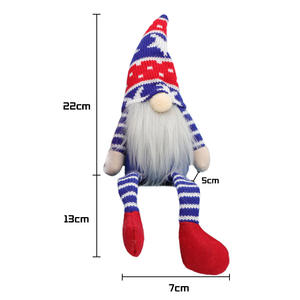 ตุ๊กตาโนมตกแต่งวันประกาศอิสรภาพของอเมริกา ตุ๊กตารูดอล์ฟขาวยาวในวันชาติอเมริกา ตุ๊กตาเอลฟ์สวมหมวกไหมพรม - Product Image 2