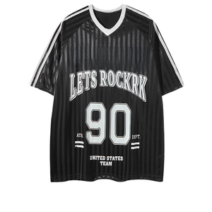 เสื้อยืดทรงโอเวอร์ไซส์ แนวเรโทร แขนสั้น คอวี ลายทาง ผ้าซาตินเจอร์ซีย์ ทันสมัย ใส่ได้หลายโอกาส น้ำหนัก 180 กรัม ระบายอากาศได้ดี เหมาะสำหรับผู้ชาย - Product Image 3