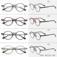 Monturas de Gafas Redondas de Titanio a la Moda, Monturas Ópticas de Estilo Japonés, Gafas de Miopía Vintage Súper Ligeras