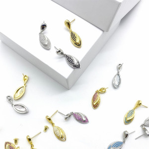 <b>Stud</b> Earrings 925 Sterling <b>Silver</b> Copper Teardrop Shape Micro Insert Diamonds Zircon Fashion Simple Party Women's Jewelry - Product Image 2