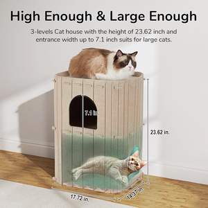 Casa para Gatos de 2 Niveles con Túnel - Cueva de Fieltro Resistente a Arañazos para Múltiples Gatos, Diseño de Múltiples Entradas para Apartamentos y Espacios Pequeños - Product Image 4