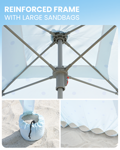 Cabaña de Playa Portátil de 6'x6' con Protección UV UPF50+ y Flecos, Pared Lateral Desmontable para Familias - Product Image 4