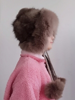 Gorro de Piel de Alta Calidad con Pompón de Piel de Zorro, Estilo Ushanka, Tejido con Piel de Visón Real, Ajustable, Unisex
