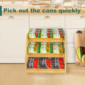 Organizador de Almacenamiento de Bambú para Frascos, Estante de Cocina Apilable de 3 Niveles, Soporte para Alimentos, Estante de Madera para Gabinete - Product Image 2