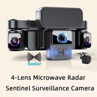 4 canaux 360 °   Caméra de tableau de bord avec surveillance de stationnement et détection radar micro-ondes 1440P, enregistreur vidéo de voiture multi-caméras WiFi, vision nocturne et détection de collision