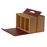Boîte cadeau rigide de luxe rouge mat à double porte magnétique avec logo personnalisé en feuille d'or, séparateurs et poignée pour emballage alimentaire (sucre)