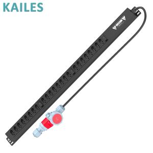 מטען חשמלי בסיסי (PDU) מסדרת KAILES(KLS) K22, 32 אמפר, 3 פאזות, מתח AC 346-415VAC, 24 שקעים ברזילאים + 3 נורות חיווי חשמל מתחלפות, שחור - Product Image 2