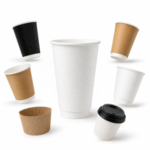 Gobelet à café jetable en carton ondulé double paroi en papier kraft biodégradable PHA/PLA personnalisé pour compagnies aériennes, avec couvercle - Product Image 1
