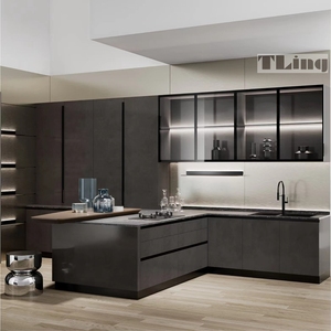 Tủ bếp công nghệ tiên tiến với ánh sáng sang trọng và rực rỡ bao gồm phụ kiện vòi bản lề bồn rửa - Product Image 2