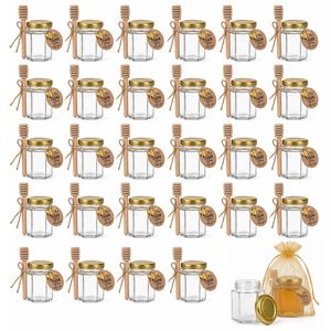 Pot en verre hexagonal de luxe transparent personnalisé avec couvercle pour miel et confiture – Prix usine - Product Image 1