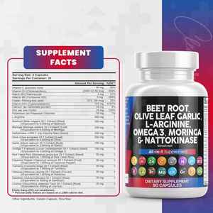 Besica Nieuwe Aankomst Bietenwortelcapsule 6000Mg Olijfblad 6000Mg <span class=keywords><strong>Nattokinase</strong></span> Rode Gist Rijst Omega 3 Bietencapsules Supplement - Product Image 3