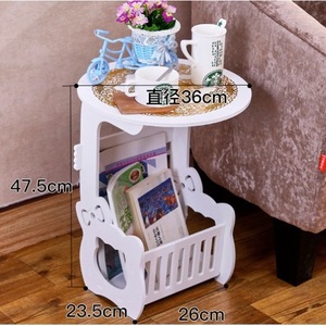 Mini Round Bedside Table White Wood <b>Storage</b> <b>Cabinet</b> Coffee Table <b>Bedroom</b> Side Table - Product Image 4