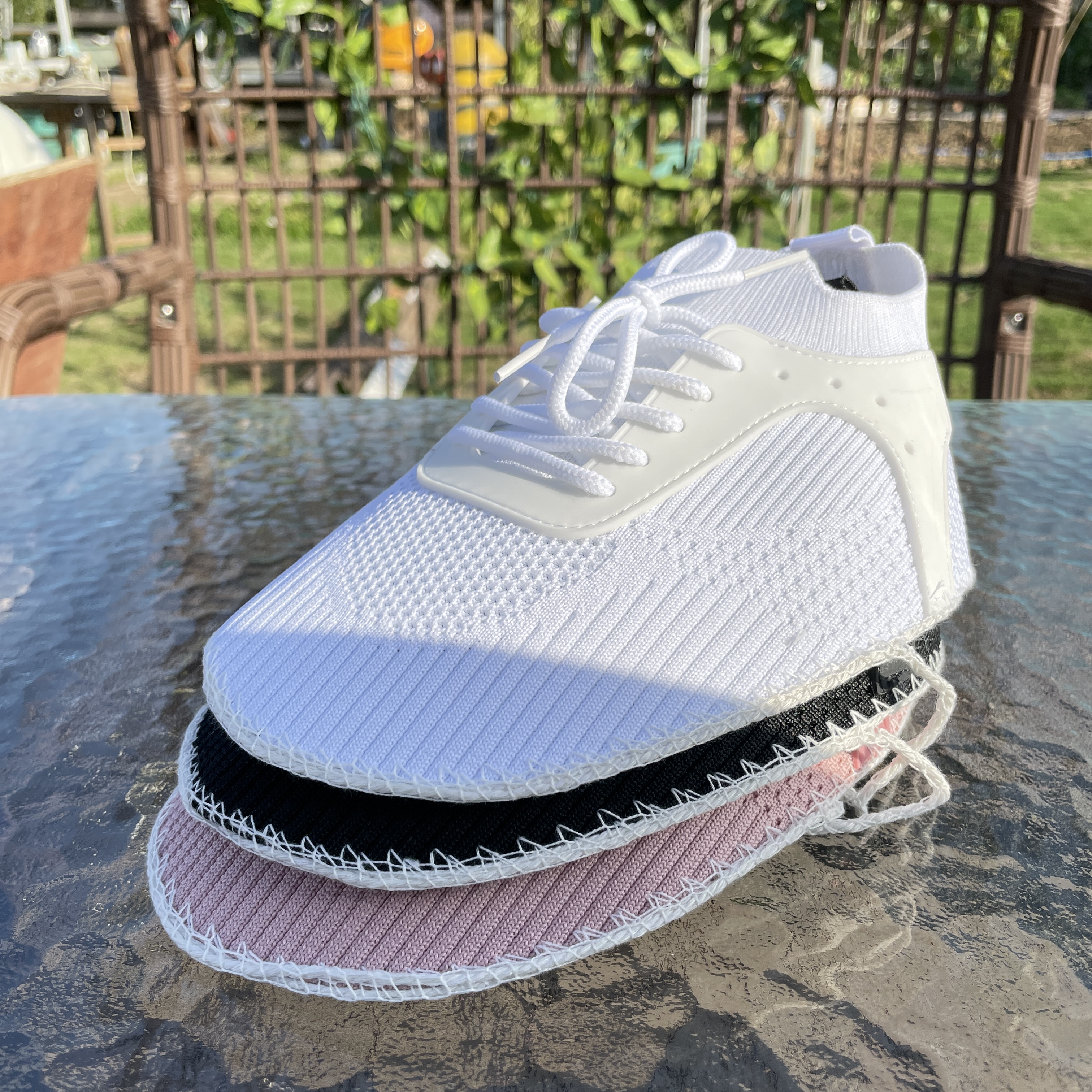 Рекламная продукция легкая обувь Летающая трикотажная верхняя Удобная тканая трикотажная ткань баскетбольный верх вампы