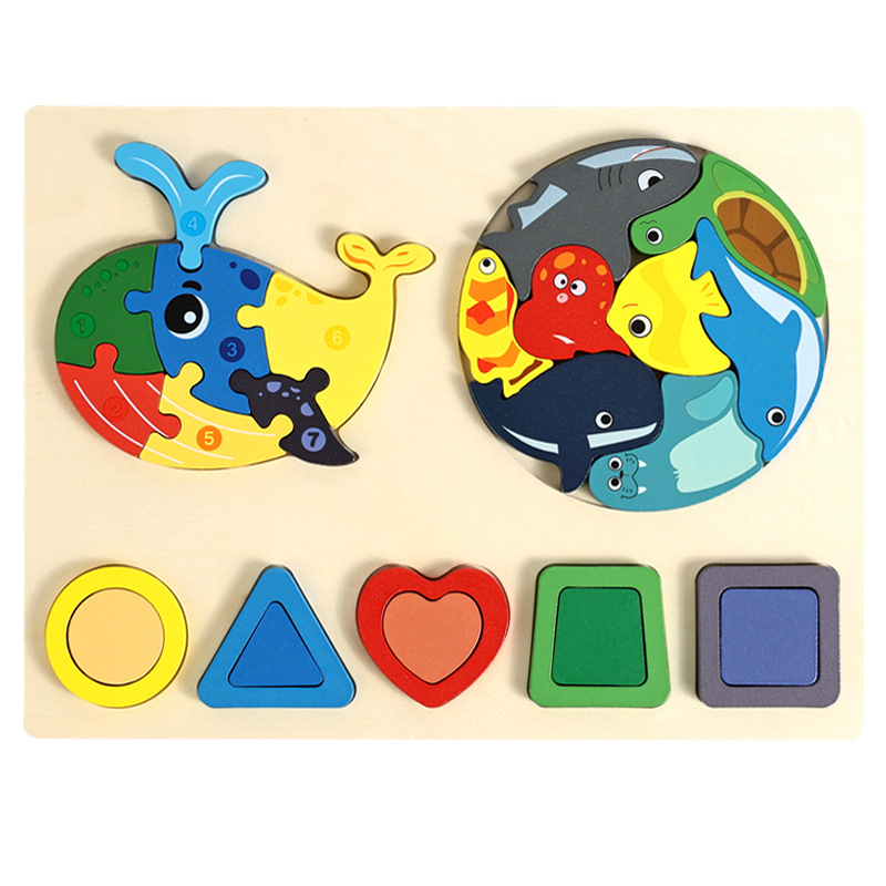 Three-in-one shape whale puzzle