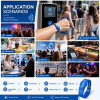 Bracelet NFC en papier Dupont résistant à la déchirure et imperméable, 13,56 MHz, jetable, avec boucle adhésive pour événements et festivals