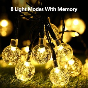 Guirlande lumineuse <span class=keywords><strong>solaire</strong></span> extérieure à 50 LED, lumières de fée à bulles, étanches, guirlande de Noël IP44, boules de cristal à bulles pour extérieur - Product Image 5