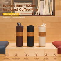 Mug à café en acier inoxydable 520 ml 350 ml avec couvercle rabattable, double paroi isolée sous vide, anti-fuite, pour les trajets domicile-travail et les voyages