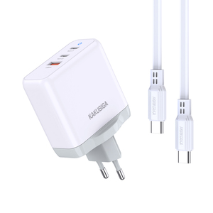 Cargador Rápido KAKUSIGA de 65W, 2 USB-C, 1 USB-A, Blanco, con Cable Tipo-C de 1M - Product Image 4