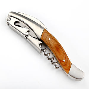 Sacacorchos Yangjiang XR90578 de acero inoxidable con mango de madera, versátil, estilo plano, para abrir cerveza y vino. - Product Image 1