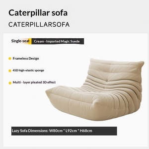 Sofá Caterpillar para Personas que Aman Descansar, Ideal para Dormir en una Sola Plaza, Popular en Internet, para Sala de Estar, Balcón, Tatami Informal, Tapizado en Lino - Product Image 6