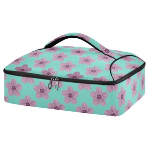 Sac isotherme personnalisé motif fleur de hau hawaïenne pour le déjeuner, porte-plat, sac de transport pour plats chauds Aloha avec logo - Product Image 1