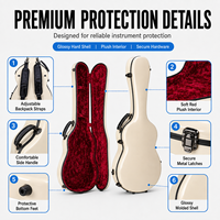 Tas Ransel Hard Case Gitar Akustik Fiberglass Mengkilap untuk Penyimpanan Instrumen, Pertunjukan Musik, dan Perjalanan