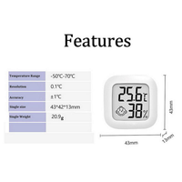 Termometer Higrometer Digital Dalam Ruangan, Monitor Suhu dan Kelembapan Ruangan LCD Mini dengan Fitur Kenyamanan, Dapat Dipasang di Dinding & Meja