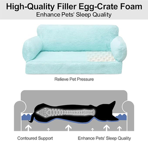 Wholesale Green Plush Flat Rectangular Detachable Waterproof Boucle Dog <strong>Sofa</strong> Bed Small Orthopedic Memory Foam Dog Couch Bed <strong>Sofa</strong> - Product Image 3