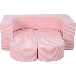 Sofá Modular Moderno de 2 Plazas para Niños Yoonnie, con Bloques de Espuma y 2 Taburetes, para Uso en Dormitorio, Sala de Estar y Escuela - Product Image 1