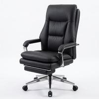 Chaise de bureau exécutive en cuir, chaise de bureau ergonomique pivotante de luxe, chaise à dossier haut avec accoudoirs réglables en hauteur pour le travail de bureau