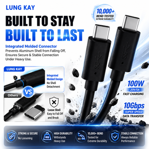 Cable USB 3.1 Gen 2 Tipo C a C LUNG KAY PD de 100W, Carga Rápida de 5A, Cable de Datos y Video de 10Gbps para MacBook, Laptop, iPad, OEM, Personalizado - Product Image 2