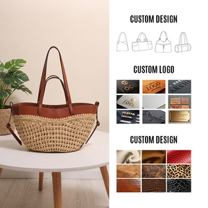 Nuova Borsa Tote da Donna di Design <span class=keywords><strong>in</strong></span> Vera Pelle Intrecciata <span class=keywords><strong>in</strong></span> <span class=keywords><strong>Rafia</strong></span> Grande Capacità con Fodera <span class=keywords><strong>in</strong></span> Poliestere - Collezione 2026 - Product Image 5