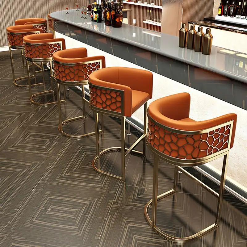Modern petek Bar taburesi yüksek sandalye lüks mutfak ada sayacı kulübü mobilya için altın Metal Bar sandalyesi