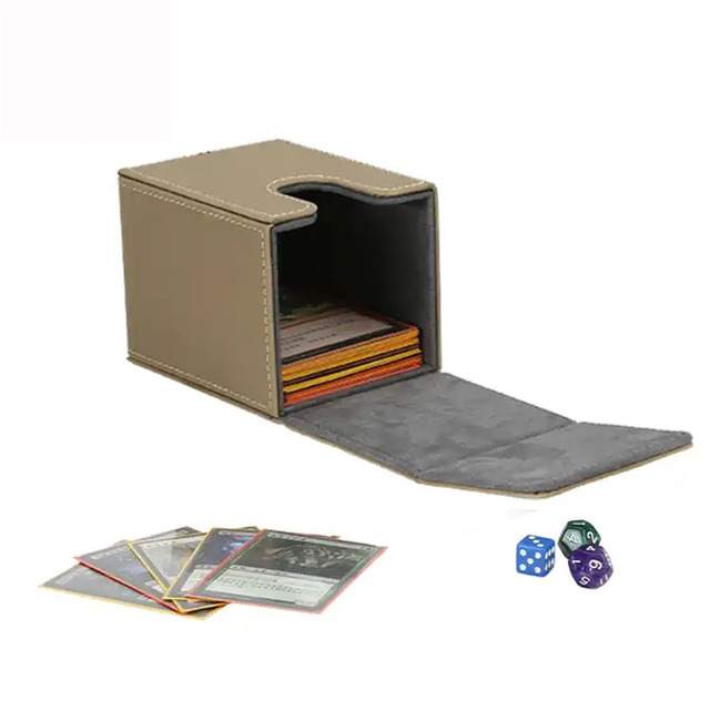 100+ PU Leather Card Deck Box Case Vertical Leather Game Trading Card Deck Box Storage Box