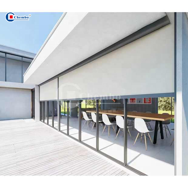 Environmental protection Zip Blinds Outdoor External Sunscreen Waterproof Roller Blinds Motorized Retractable Intelligent Blinds