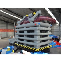 Château gonflable commercial pour enfants, grand toboggan et dinosaure, en PVC, avec souffleur intégré
