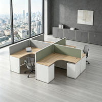 Poste de travail modulaire de bureau avec cloison de séparation, couleur personnalisable, pour 4/6/8 personnes, avec meuble de rangement mobile