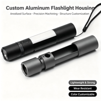 Manchon de torche et coque de lampe de poche en alliage d'aluminium usiné CNC de précision pour usinage avec finition anodisée - Composants de quincaillerie sur mesure