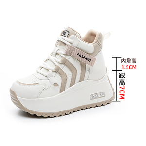 Xuanhui Nuove Sneakers Casual da <span class=keywords><strong>Donna</strong></span> alla Moda con Suola Spessa e Rialzo, <span class=keywords><strong>Scarpe</strong></span> Sportive Bianche di Alta Qualità con Piattaforma da 7cm - Product Image 3