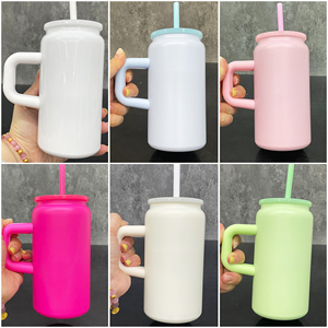 Gobelet isotherme en acier inoxydable de 16 oz pour sublimation, modèle Macaron Candy, avec poignée colorée et couvercles, expédié depuis l'entrepôt américain - Product Image 2
