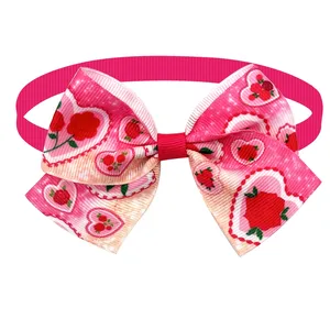 Pequeño perrito Día de San Valentín pajarita Collar amor Rosa niña perros corbata verano suministros para mascotas accesorios Material de tela - Product Image 2