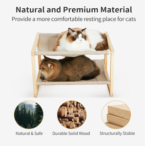 Cama para gatos de lujo de dos pisos para mascotas pequeñas y varios perros Muebles para gatos de madera sostenibles para familias - Product Image 3
