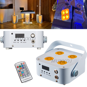 4 cái IR4 uplight không dây DMX & pin <span class=keywords><strong>Powered</strong></span> rgbwa UV 6in1 <span class=keywords><strong>LED</strong></span> uplight đám cưới DJ up Chiếu Sáng Sân khấu Par Light Đảng uplighter - Product Image 4