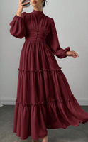Robe longue YKD129 rouge profond haut de gamme, design innovant et traditionnel, style décontracté, pour femme musulmane, mode islamique