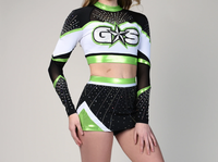 Top vente personnalisé votre propre Logo jeunes filles All Star Cheerleading uniforme Cheer haut et jupes avec strass brillant