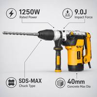 GSFixtop Professioneller Schwerlast-Elektro-Bohrhammer - Industriequalität 1250W 220V für Beton, Ziegel & Stein